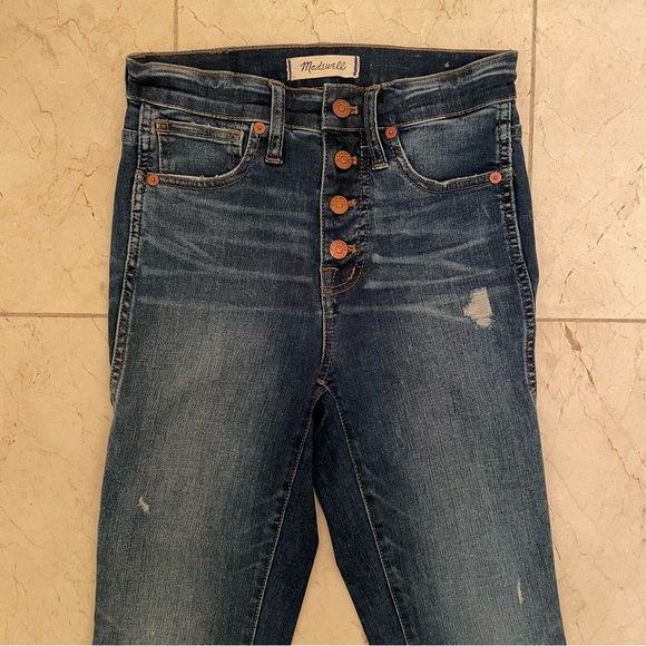 Madewell high rise 10” medium wash drop hem skinny jeans size 24 - Picture 2 of 7